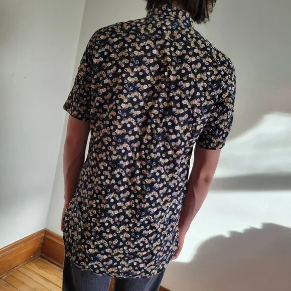 Gap Fitted Boyfriend Short Sleeve Shirt Women's M Tall Floral Print - Picture 3 of 7